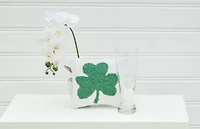 8" x 8" St. Patrick's Day Shamrock Small/Petite Woven Cotton Accent Throw Pillow