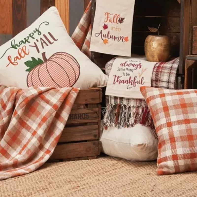 50" x 60" Dunmore Plaid Pumpkin Orange Plaid Woven Accent Throw Blanket