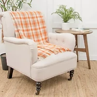 50" x 60" Dunmore Plaid Pumpkin Orange Plaid Woven Accent Throw Blanket