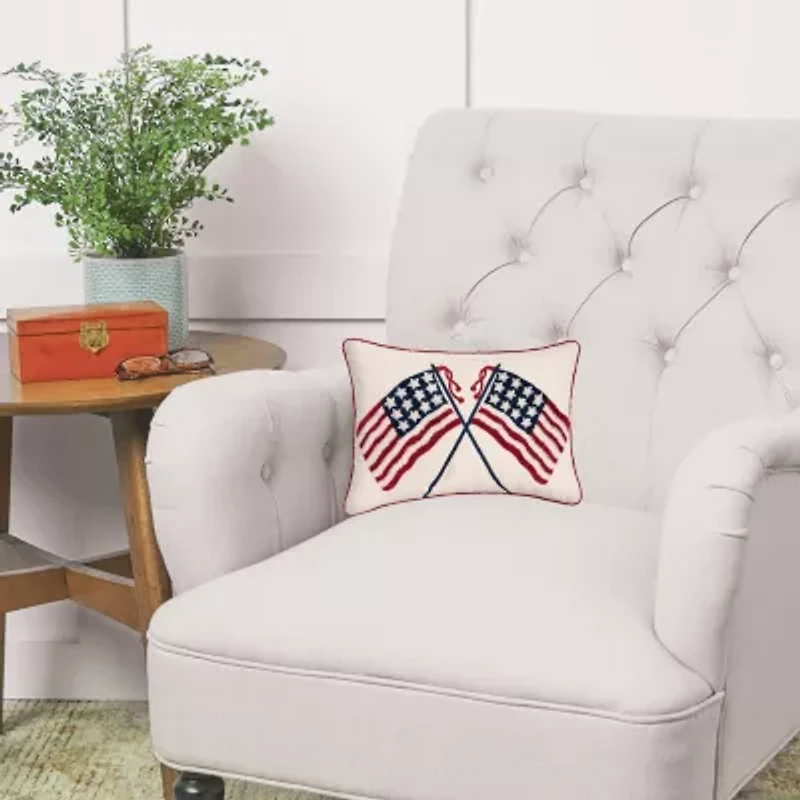 Double US Flag Pillow 14" x 20"