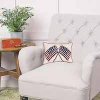 Double US Flag Pillow 14" x 20"