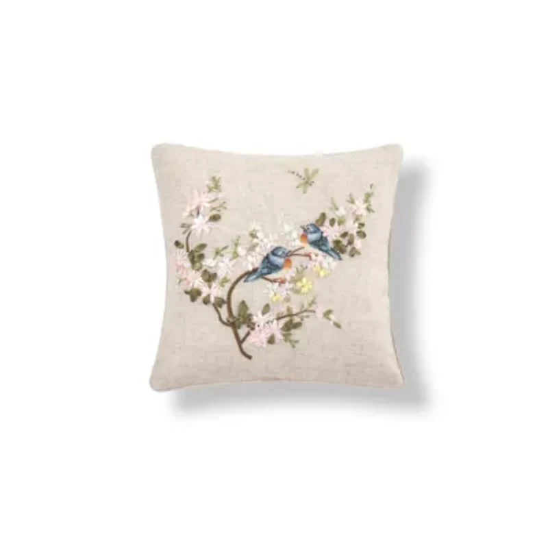 Bluebird Spring Ribbon Art Decorative Accent Throw Pillow Decor