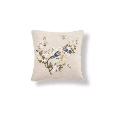 Bluebird Spring Ribbon Art Decorative Accent Throw Pillow Decor