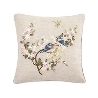 Bluebird Spring Ribbon Art Decorative Accent Throw Pillow Decor