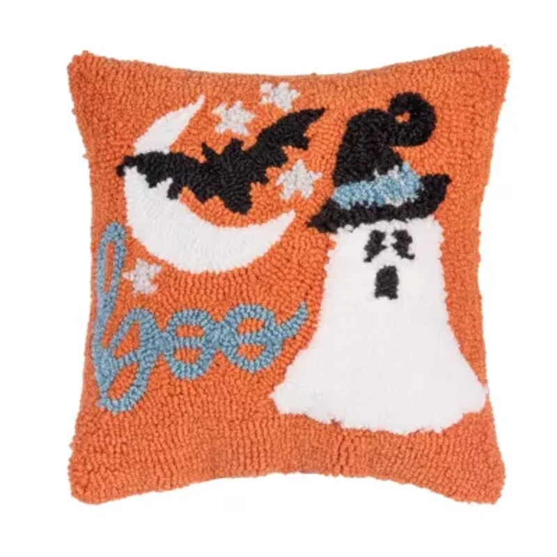12" x 12" Witch Ghost Hooked Throw Pillow