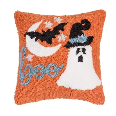 12" x 12" Witch Ghost Hooked Throw Pillow