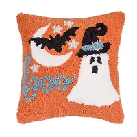 12" x 12" Witch Ghost Hooked Throw Pillow
