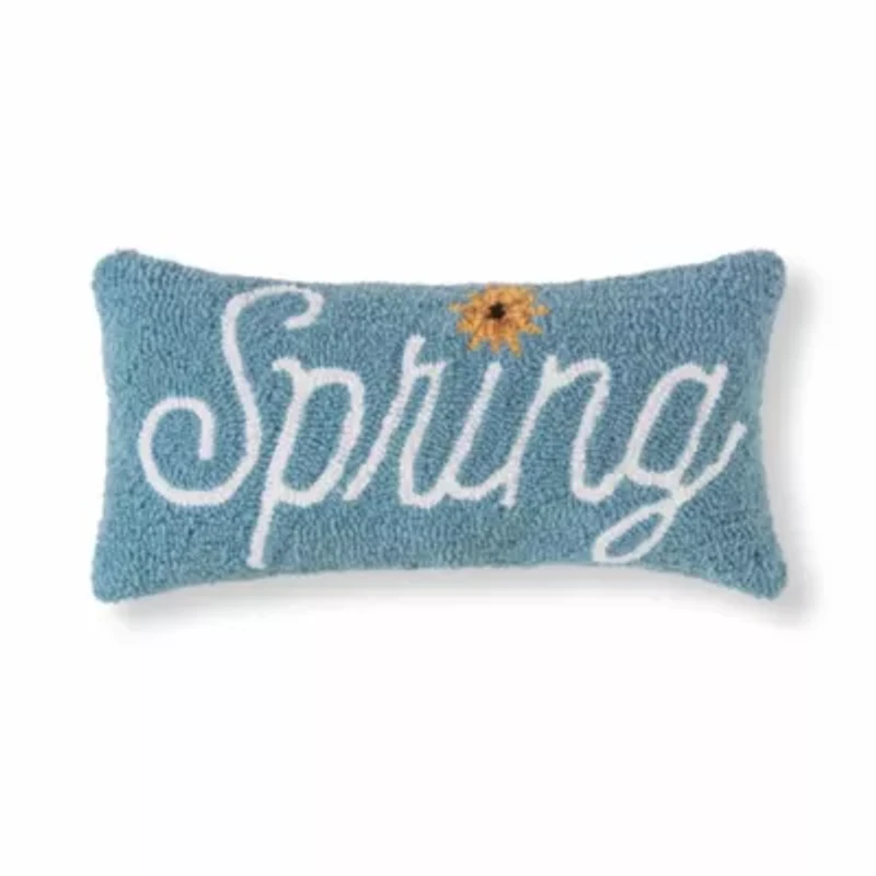 Spring Flower Hooked Pillow 10" x 20"