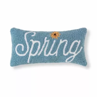 Spring Flower Hooked Pillow 10" x 20"
