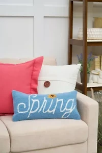 Spring Flower Hooked Pillow 10" x 20"
