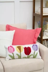 Tulip Garden Hooked Pillow 10" x 20"