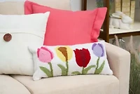 Tulip Garden Hooked Pillow 10" x 20"
