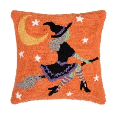 16" x 16" Witch Moonlight Hooked Throw Pillow