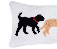 24" x 12" Dog Trio Hooked Throw Pillow
