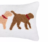 24" x 12" Dog Trio Hooked Throw Pillow
