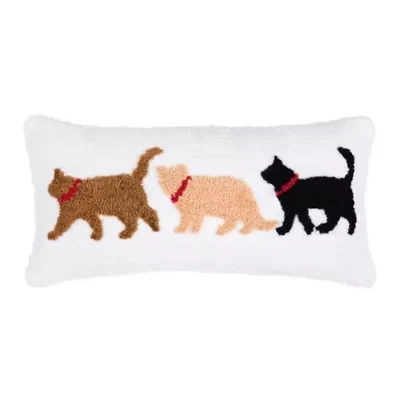 24" x 12" Cat Trio Hooked Throw Pillow