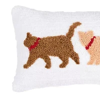 24" x 12" Cat Trio Hooked Throw Pillow