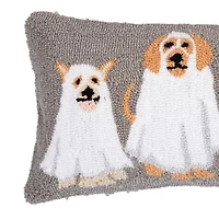 24" x 12" Ghost Dogs Hooked Throw Pillow