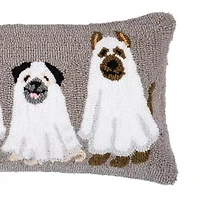 24" x 12" Ghost Dogs Hooked Throw Pillow