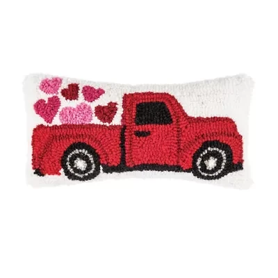 Heart Truck Hooked Pillow 6" x 12"