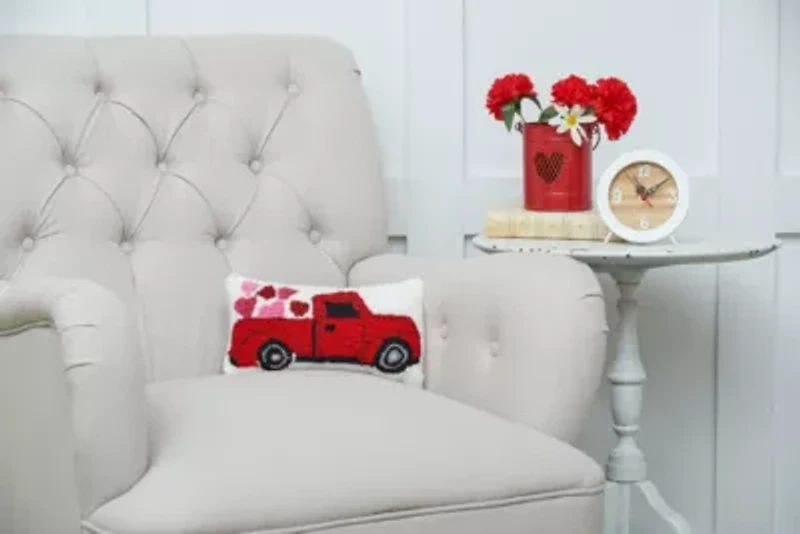 Heart Truck Hooked Pillow 6" x 12"