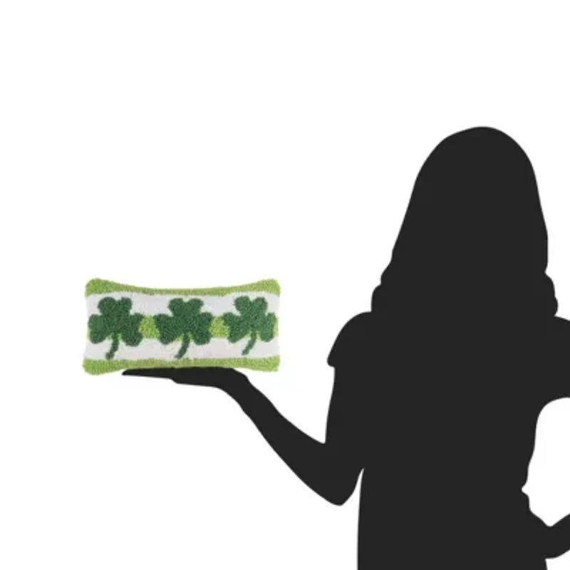 Clover Trio Hooked Pillow 6" x 12"