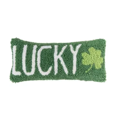 Lucky Clover Hooked Pillow 6" x 12"