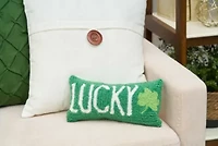 Lucky Clover Hooked Pillow 6" x 12"