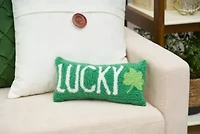 Lucky Clover Hooked Pillow 6" x 12"