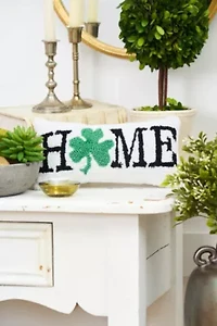 Shamrock Home Hooked Pillow 6" x 12"