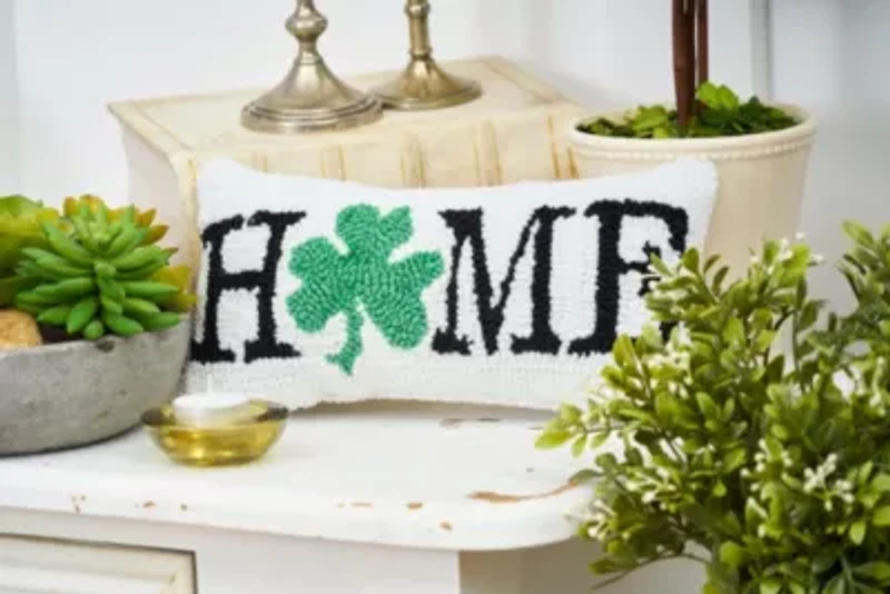 Shamrock Home Hooked Pillow 6" x 12"