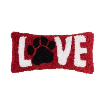 Love Paw Hooked Pillow 6" x 12"