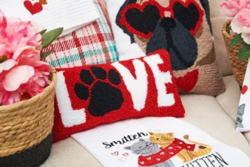 Love Paw Hooked Pillow 6" x 12"