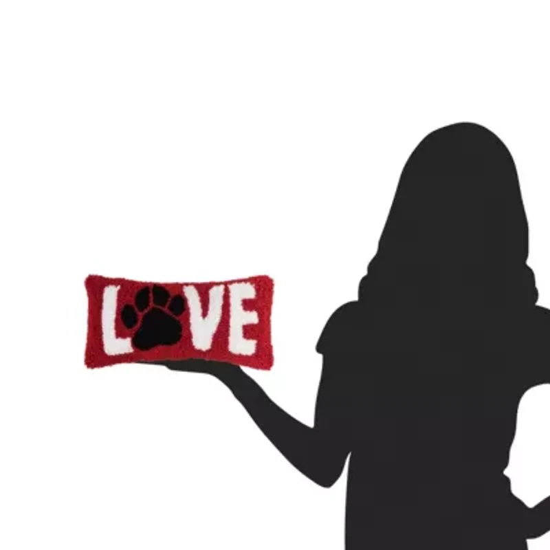 Love Paw Hooked Pillow 6" x 12"