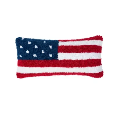 American Flag Hooked Pillow 6" x 12"