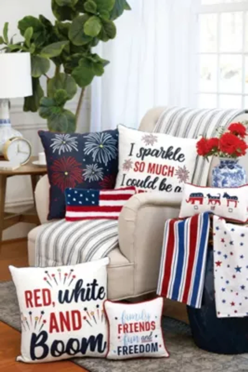 American Flag Hooked Pillow 6" x 12"