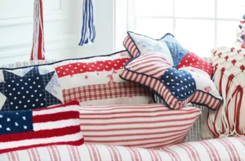 American Flag Hooked Pillow 6" x 12"