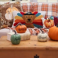 22" x 14" Turkey Dog Hooked Throw Pillow
