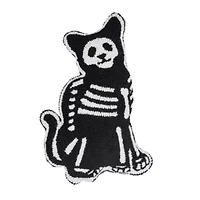 18" x 18" Cat Skeleton Shaped Hooked Throw Pillow