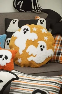 16" x 16" Ghost Duo Hooked Throw Pillow