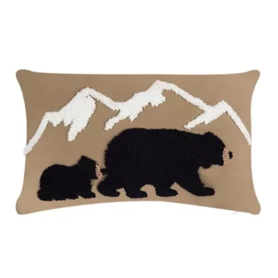 22" x 14" Bear Mountain Hooked Throw Pillow