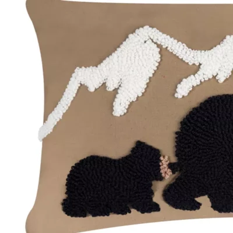 22" x 14" Bear Mountain Hooked Throw Pillow