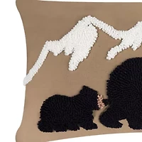 22" x 14" Bear Mountain Hooked Throw Pillow