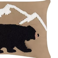 22" x 14" Bear Mountain Hooked Throw Pillow