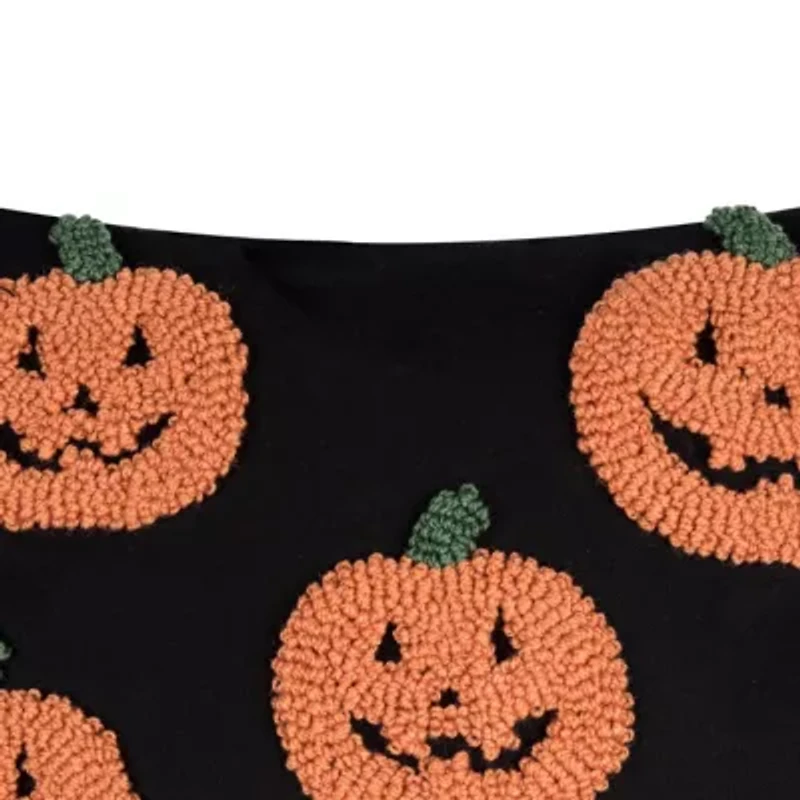 18" x 18" Pumpkin Party Hooked Throw Pillow