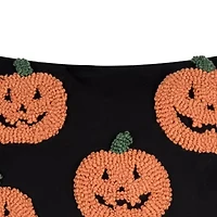 18" x 18" Pumpkin Party Hooked Throw Pillow