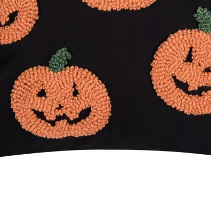 18" x 18" Pumpkin Party Hooked Throw Pillow