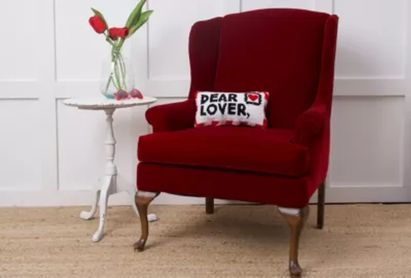 Dear Lover Letter Hooked Pillow 8" x 14"