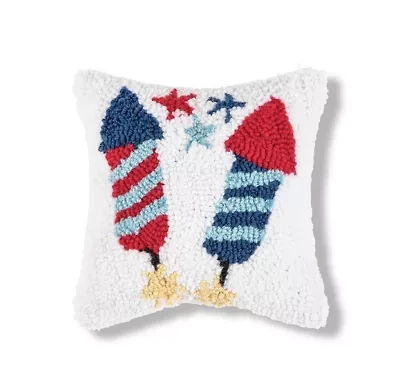 Firecracker Hooked Pillow 8" x 8"