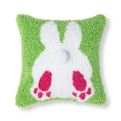 Bunny Bum Hooked 8" x 8 Inch Small Petite Accent Throw Pillow